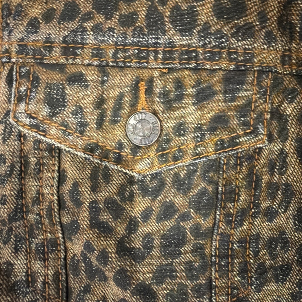Kill City Leopard Print Denim Vest SMALL Sleeveless Trucker Punk Rock M Medium - Picture 4 of 7